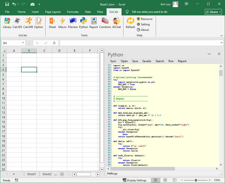 GoCalc Addin Python panel